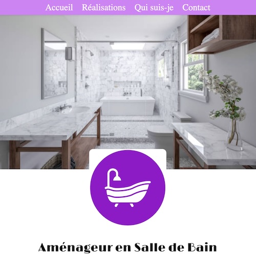 Présentation d'un site avec le thème couleur Lilas