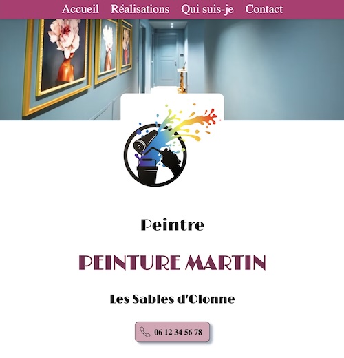 Présentation d'un site avec le thème couleur Aubergine